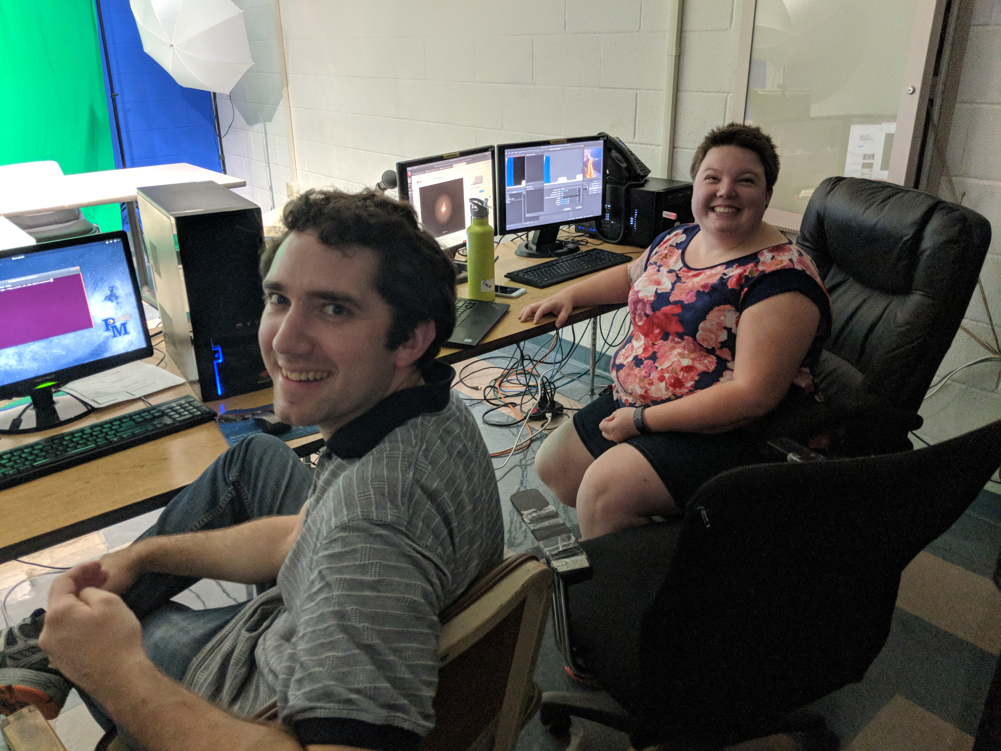 Tech team with OBS software in the studio.